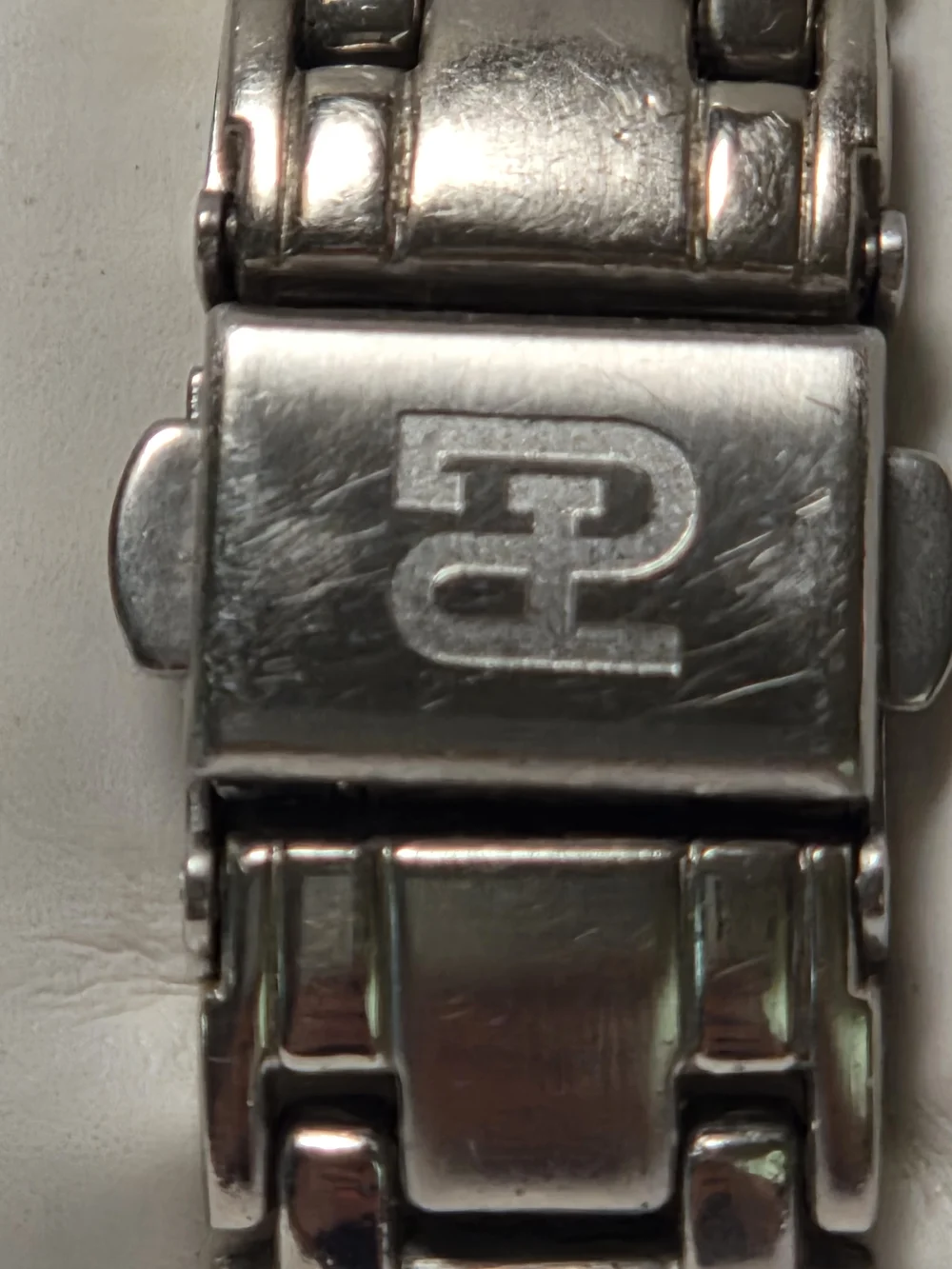 Paolo GUCCI Silver Rectangular Case Watch with Black Crown